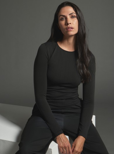 Shaping Long-Sleeve Crewneck Top – Glam Active Black